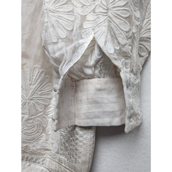 Ulla Johnson Bianca Hand Embroidered Cream Balloon Sleeve Dress 0 - Picture 9 of 13